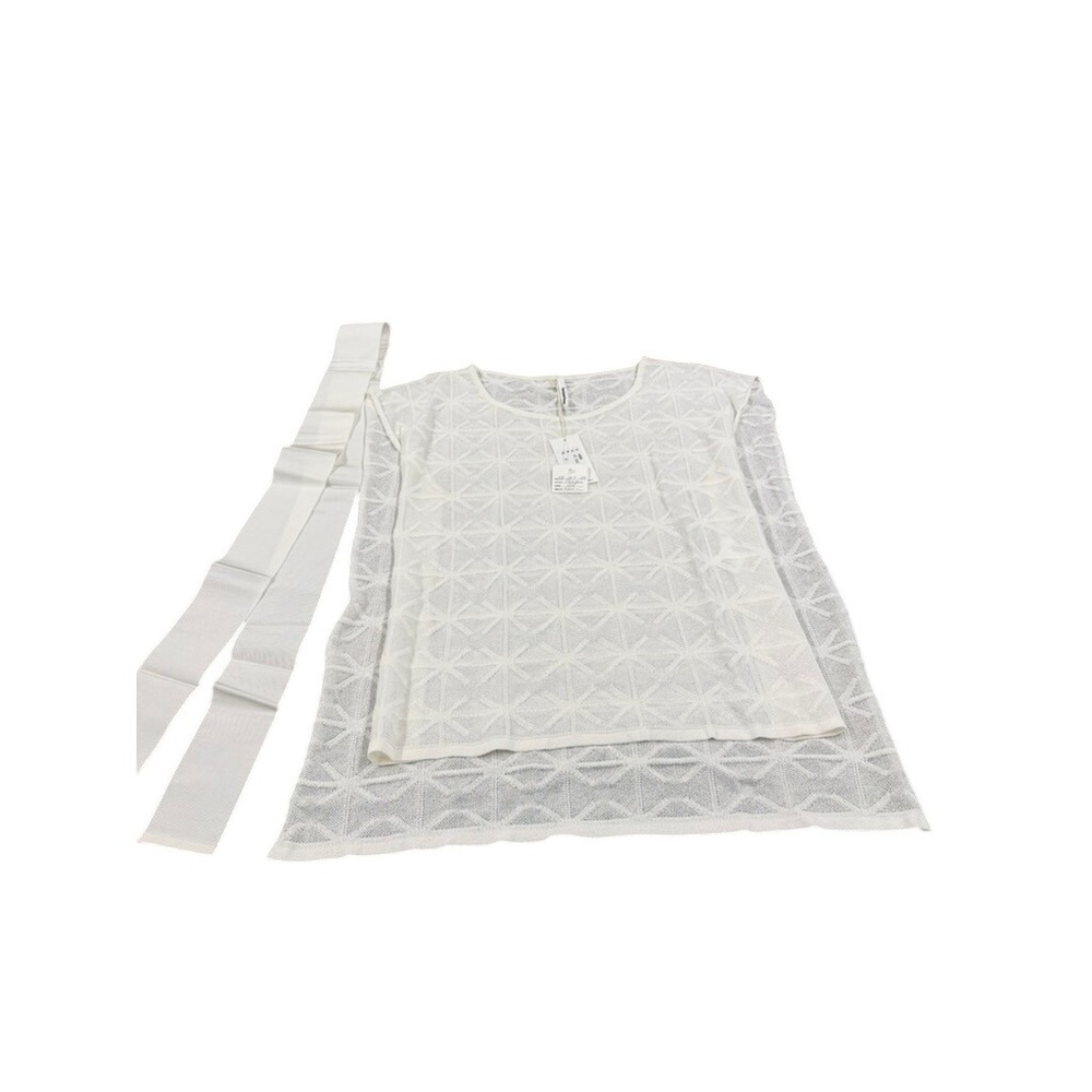 PierAntonioGaspari White Geometric Knit Layered Top Made Italy NWT Size 44 (XS)